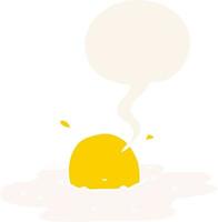 cartoon fried egg and speech bubble in retro style vector