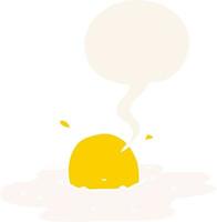 cartoon fried egg and speech bubble in retro style vector