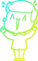 cold gradient line drawing cartoon excited man vector