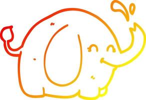 warm gradient line drawing cartoon elephant vector