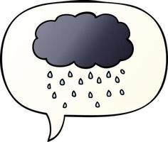 cartoon cloud raining and speech bubble in smooth gradient style vector