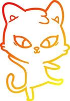 warm gradient line drawing cute cartoon cat vector