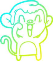 cold gradient line drawing cartoon laughing monkey vector