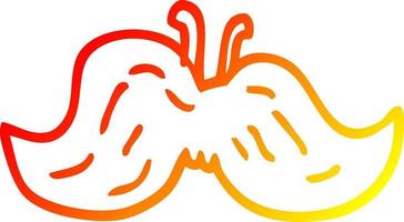 warm gradient line drawing cartoon mustache vector