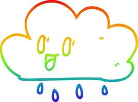 rainbow gradient line drawing cartoon happy grey cloud vector