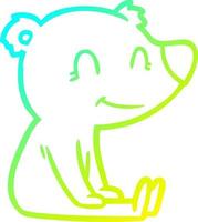 cold gradient line drawing sitting bear cartoon vector