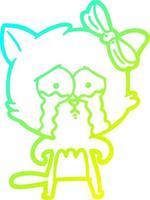 cold gradient line drawing cartoon cat vector