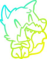 cold gradient line drawing laughing fox cartoon vector