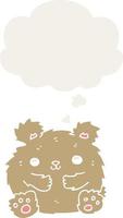 cute cartoon bear and thought bubble in retro style vector