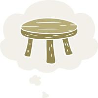 cartoon small stool and thought bubble in retro style vector