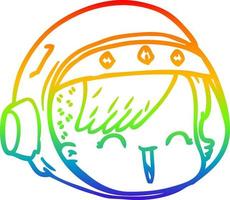 rainbow gradient line drawing cartoon happy astronaut face vector