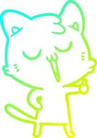 cold gradient line drawing cartoon cat singing vector