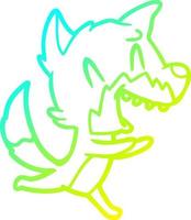 cold gradient line drawing laughing fox running away vector