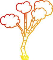 warm gradient line drawing cartoon sparse tree vector