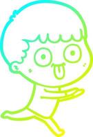 cold gradient line drawing cartoon man staring vector