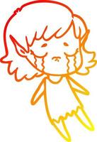 cálido gradiente línea dibujo dibujos animados llorando elfo niña
