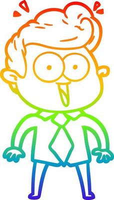 rainbow gradient line drawing cartoon staring man