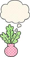 plant in vase and thought bubble in comic book style vector