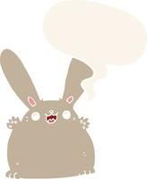 cartoon rabbit and speech bubble in retro style vector