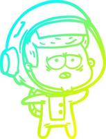 cold gradient line drawing cartoon tired astronaut vector