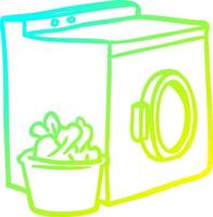 cold gradient line drawing washing machine and laundry vector