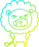 cold gradient line drawing cartoon lion vector