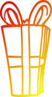 warm gradient line drawing cartoon wrapped present vector