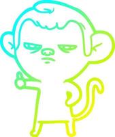 cold gradient line drawing cartoon annoyed monkey vector