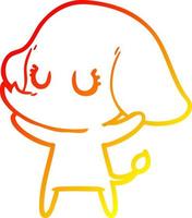 warm gradient line drawing cute cartoon elephant vector
