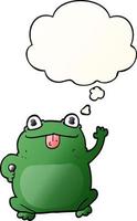 cartoon frog and thought bubble in smooth gradient style vector