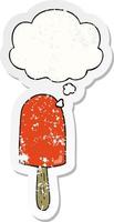 cartoon lollipop and thought bubble as a distressed worn sticker vector