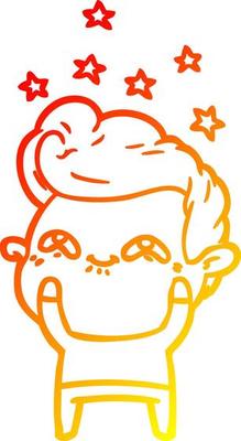 warm gradient line drawing cartoon excited man