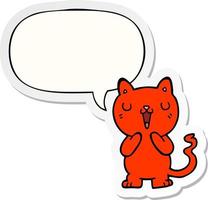 cartoon cat and speech bubble sticker vector