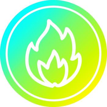 simple flame circular in cold gradient spectrum vector