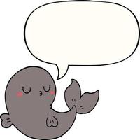 cute cartoon whale and speech bubble vector