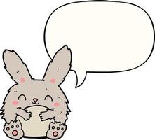 cute cartoon rabbit and speech bubble vector