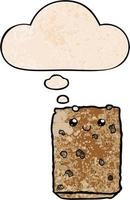 cartoon biscuit and thought bubble in grunge texture pattern style vector