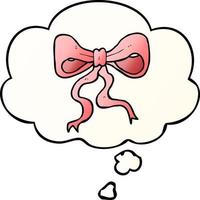 cartoon bow and thought bubble in smooth gradient style vector