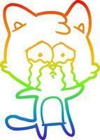 gato de dibujos animados de dibujo de línea de gradiente de arco iris vector