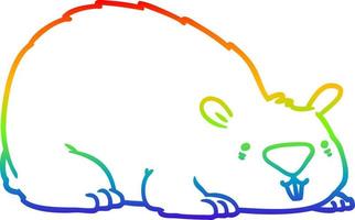 rainbow gradient line drawing cartoon wombat vector