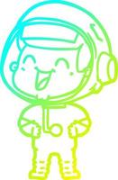 cold gradient line drawing happy cartoon astronaut vector