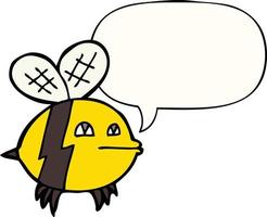 cartoon bee and speech bubble vector