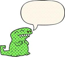 cartoon dinosaur and speech bubble in comic book style vector