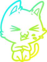 cold gradient line drawing cartoon cat hissing vector