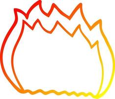 warm gradient line drawing cartoon blue flame vector