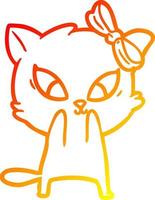 warm gradient line drawing cartoon cat vector