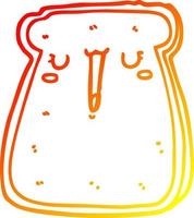 warm gradient line drawing cartoon toast vector