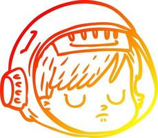 warm gradient line drawing cartoon astronaut face vector