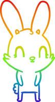 rainbow gradient line drawing cute cartoon rabbit vector