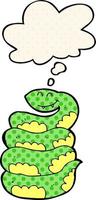 cartoon snake and thought bubble in comic book style vector